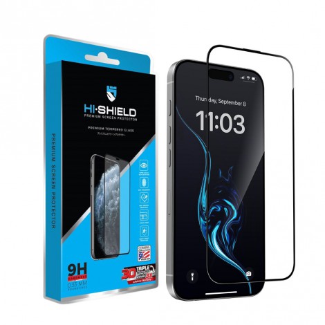ฟิล์มกระจก HiShield 3D Triple STRONG MAX สำหรับ iPhone 18 / 17 / 16 / 15 / 14 / 13 / 12 / 11 / Air / Plus / Pro / Max